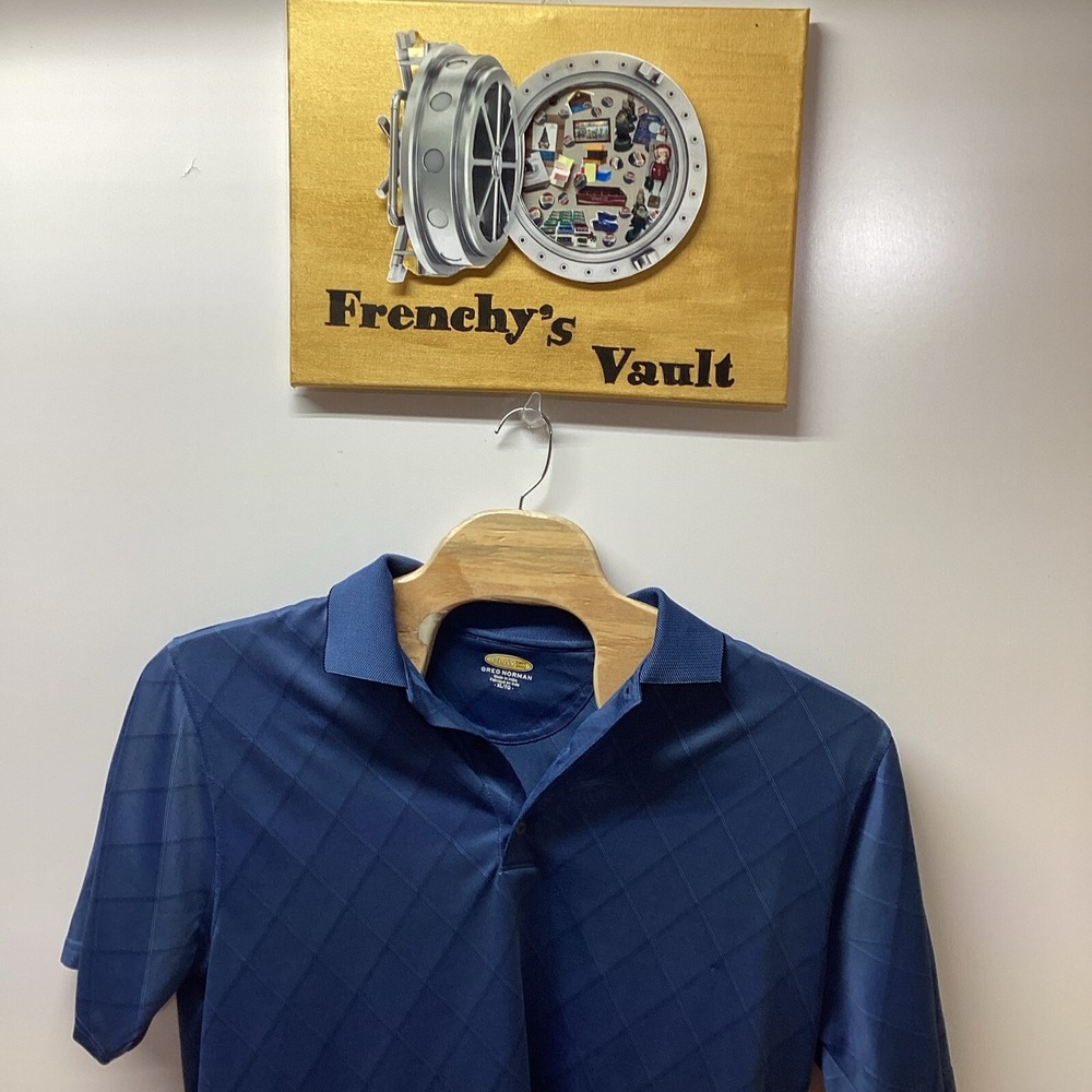 Greg Norman Play Dry Mens XL Blue Diamond Jacquard Performance Golf Polo Shirt - Picture 11 of 11